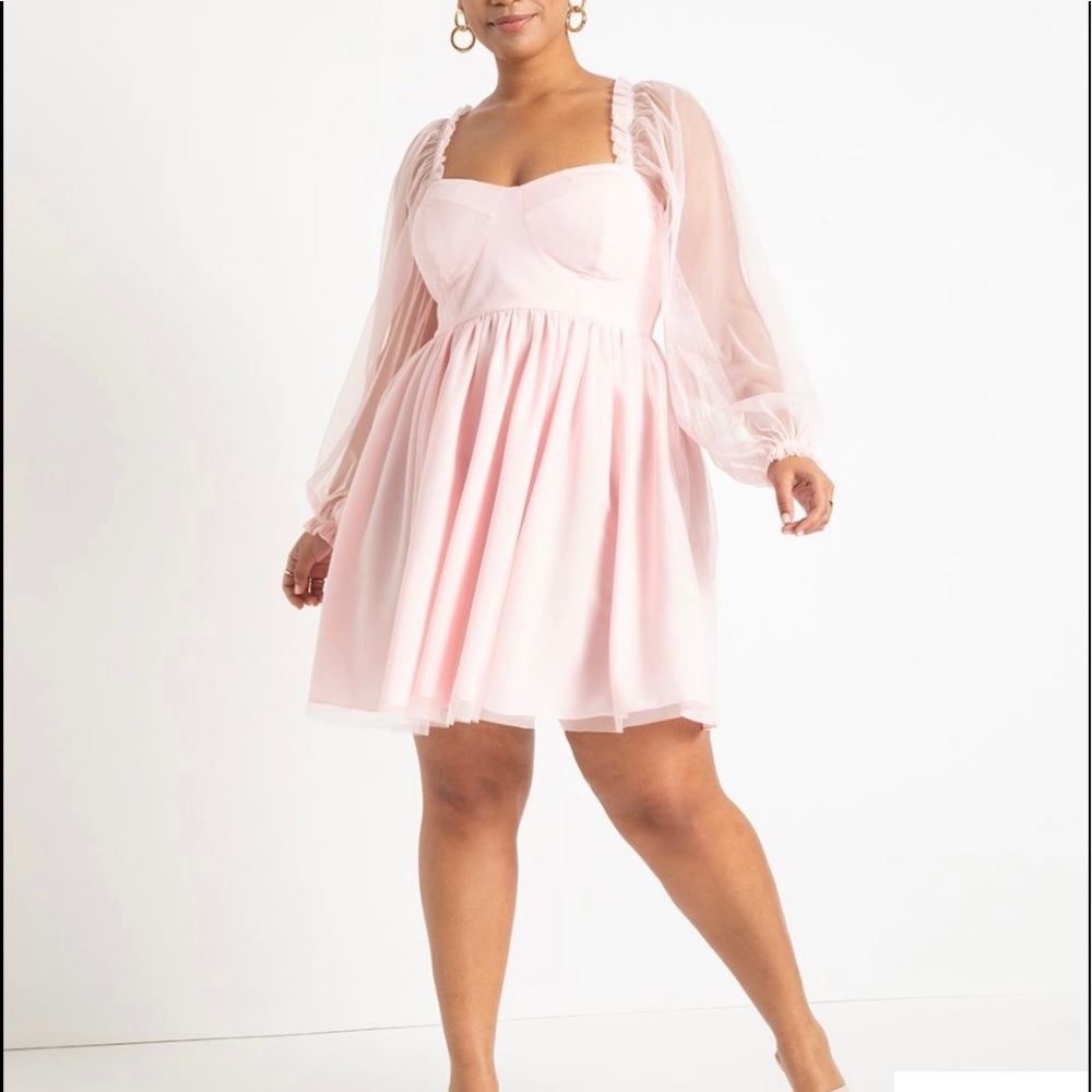 ELOQUII sweetheart neckline, pink party dress